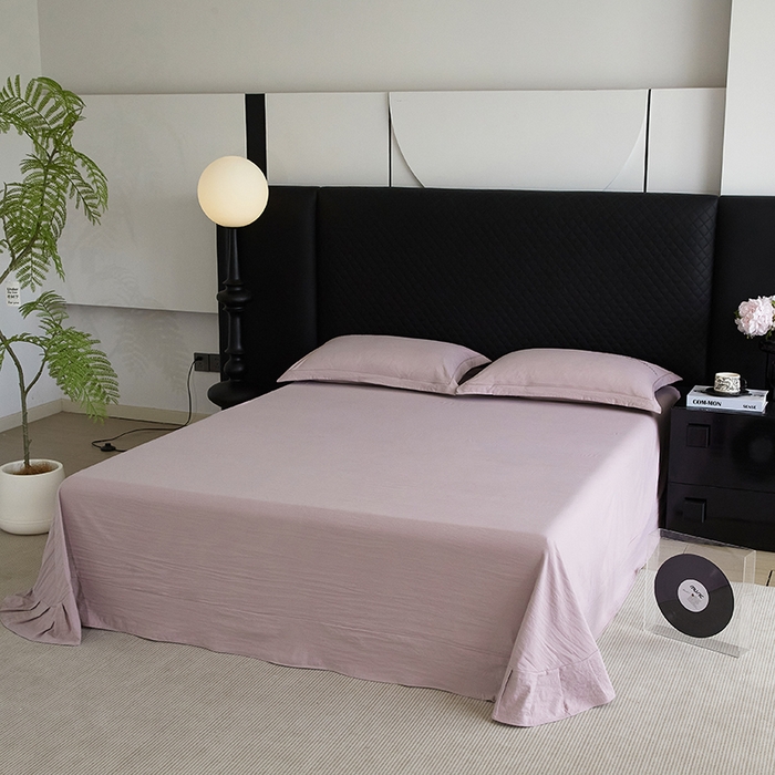 91家纺网 家纺一手货源 找家纺 金纱玉纺家纺 2025新款水洗棉工艺刺绣四件套 沁颜花开-紫豆沙