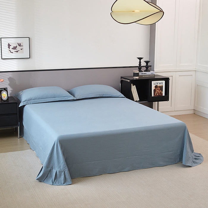 91家纺网 家纺一手货源 找家纺 金纱玉纺家纺 2025新款水洗棉工艺刺绣四件套 恬静时光-宾利蓝