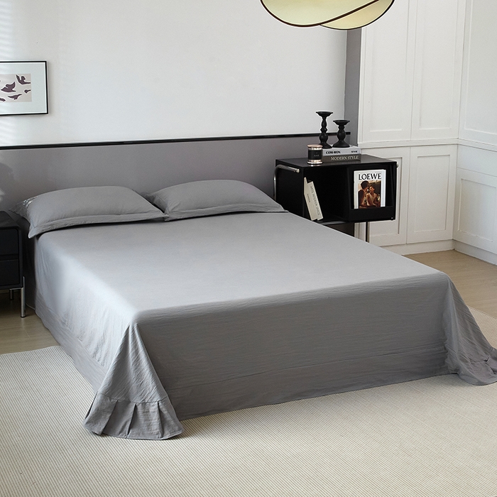 91家纺网 家纺一手货源 找家纺 金纱玉纺家纺 2025新款水洗棉工艺刺绣四件套 恬静时光-中灰