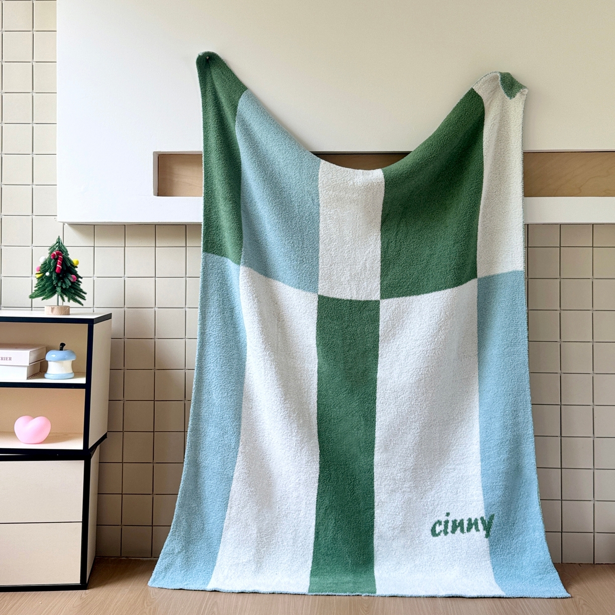 CINNY馨宜 2025新款半边绒毯休闲毯披肩毯盖毯办公室午睡毯 兰积木