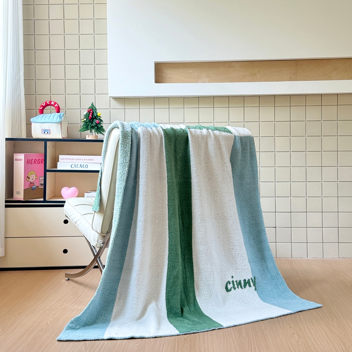 91家纺网 家纺一手货源 找家纺 CINNY馨宜 2025新款半边绒毯休闲毯披肩毯盖毯办公室午睡毯 兰积木