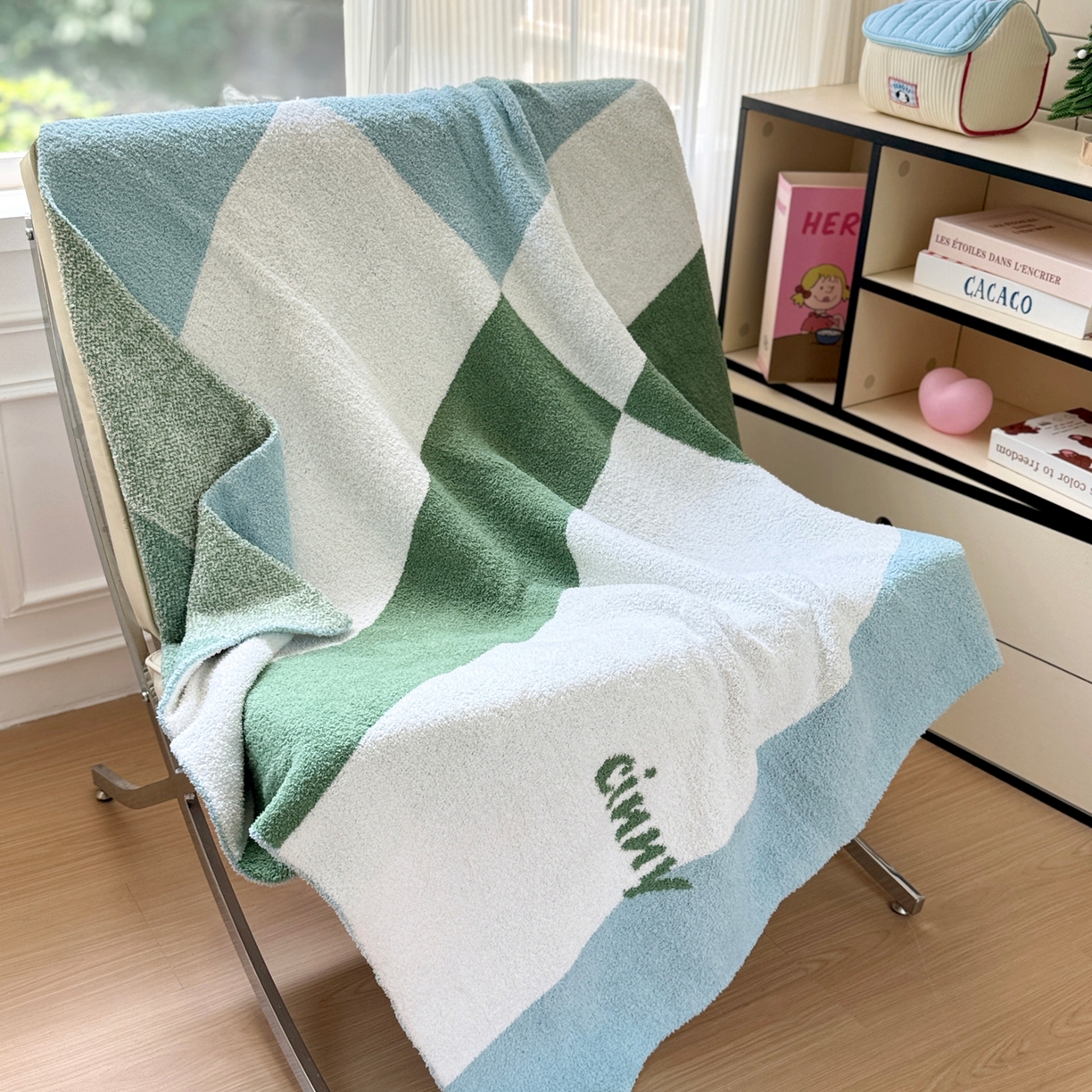 91家纺网 家纺一手货源 找家纺 CINNY馨宜 2025新款半边绒毯休闲毯披肩毯盖毯办公室午睡毯 兰积木