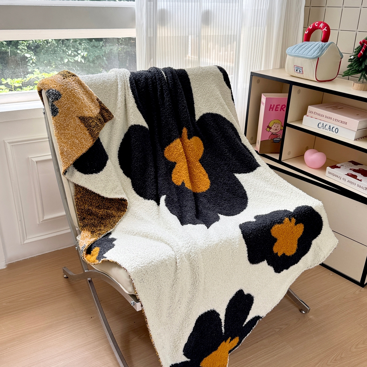 91家纺网 家纺一手货源 找家纺 CINNY馨宜 2025新款半边绒毯休闲毯披肩毯盖毯办公室午睡毯 太阳花