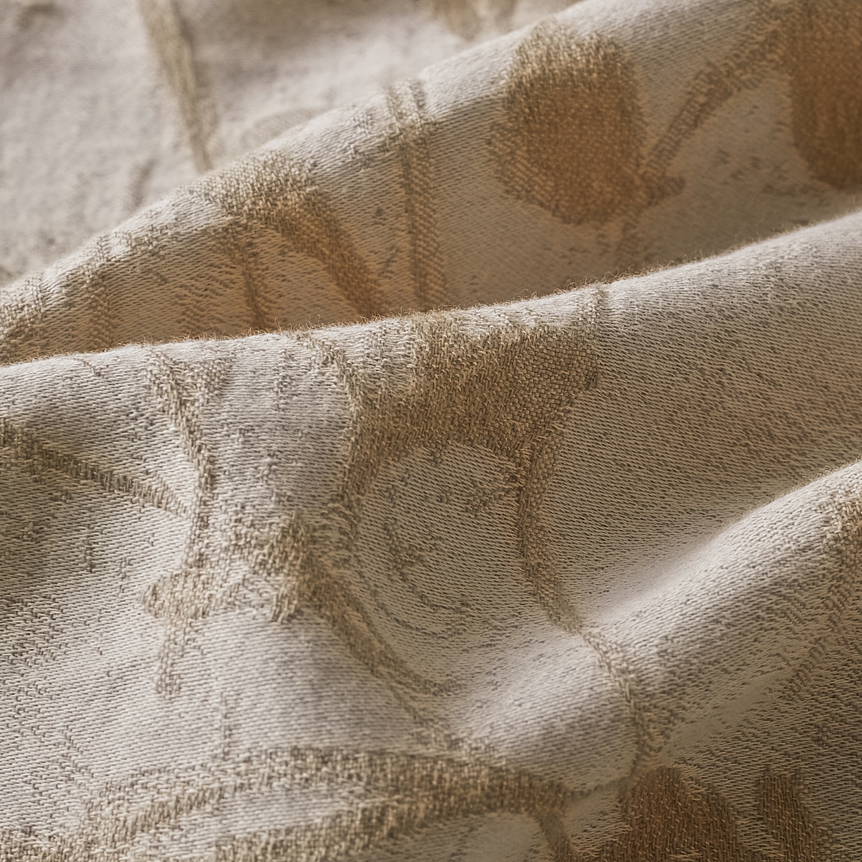 91家纺网 家纺一手货源 找家纺 梦享生活家居 2025新款全棉纯棉色织提花磨毛四件套 全棉磨毛锦绣-米棕