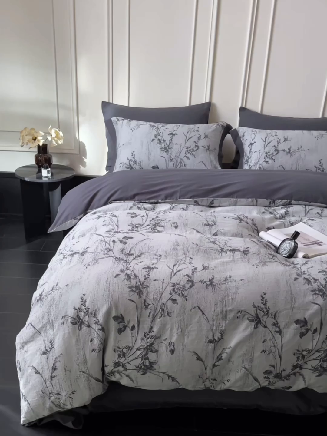 91家纺网 家纺一手货源 找家纺 梦享生活家居 2025新款全棉纯棉色织提花磨毛四件套 全棉磨毛锦绣-墨黑