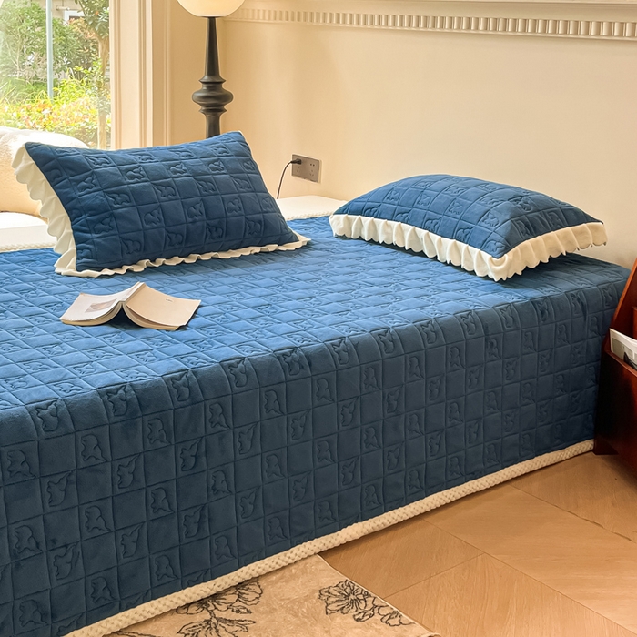 91家纺网 家纺一手货源 找家纺 （总）眠博士 2025新款纯色牛奶绒加厚保暖绗缝大象床褥床垫