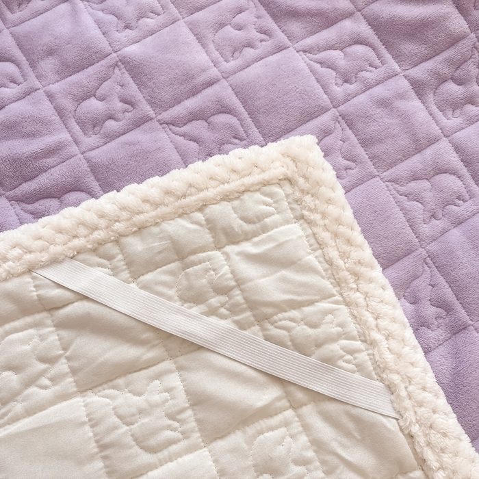 91家纺网 家纺一手货源 找家纺 眠博士 2025新款纯色牛奶绒加厚保暖绗缝大象床褥床垫 床护垫-丁香紫