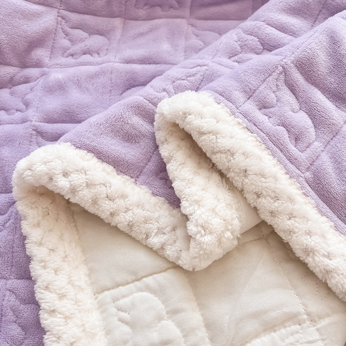 91家纺网 家纺一手货源 找家纺 眠博士 2025新款纯色牛奶绒加厚保暖绗缝大象床褥床垫 床护垫-丁香紫