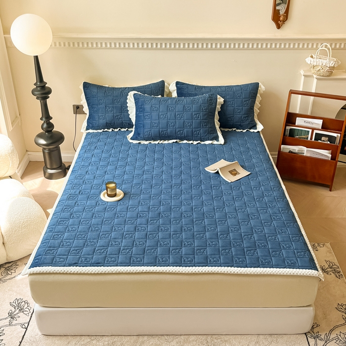 91家纺网 家纺一手货源 找家纺 （总）眠博士 2025新款纯色牛奶绒加厚保暖绗缝大象床褥床垫