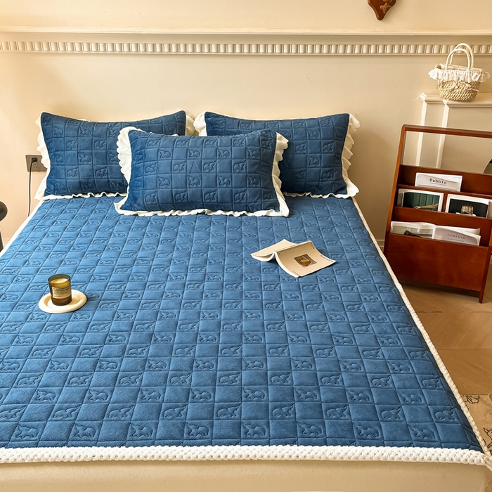 91家纺网 家纺一手货源 找家纺 （总）眠博士 2025新款纯色牛奶绒加厚保暖绗缝大象床褥床垫