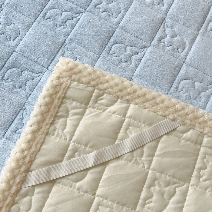 91家纺网 家纺一手货源 找家纺 眠博士 2025新款纯色牛奶绒加厚保暖绗缝大象床褥床垫 床护垫-雾霾蓝