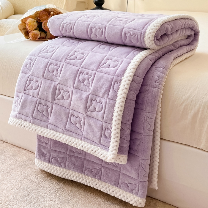 91家纺网 家纺一手货源 找家纺 眠博士 2025新款纯色牛奶绒加厚保暖绗缝大象床褥床垫 床护垫-丁香紫