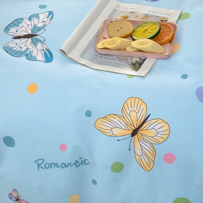 91家纺网 家纺一手货源 找家纺 新款12868全棉学生宿舍三件套卡通纯棉四件套 蝶舞-蓝