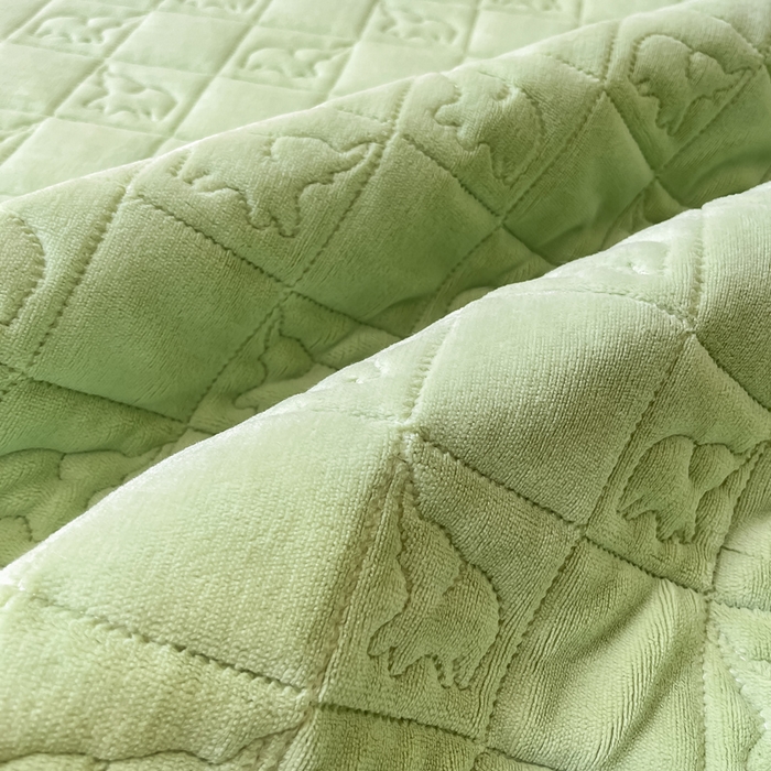 91家纺网 家纺一手货源 找家纺 眠博士 2025新款纯色牛奶绒加厚保暖绗缝大象床褥床垫 床护垫-苹果绿