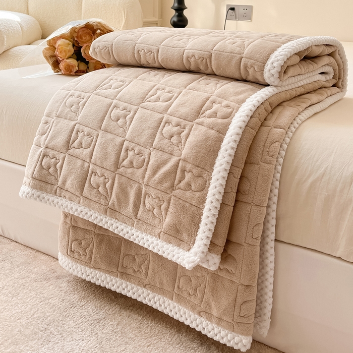 91家纺网 家纺一手货源 找家纺 眠博士 2025新款纯色牛奶绒加厚保暖绗缝大象床褥床垫 床护垫-暖咖