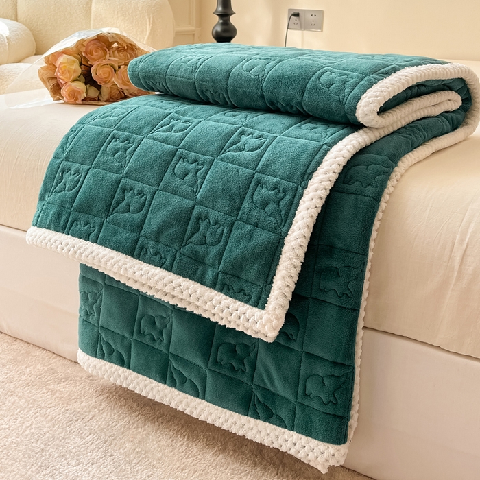 91家纺网 家纺一手货源 找家纺 眠博士 2025新款纯色牛奶绒加厚保暖绗缝大象床褥床垫 床护垫-祖母绿