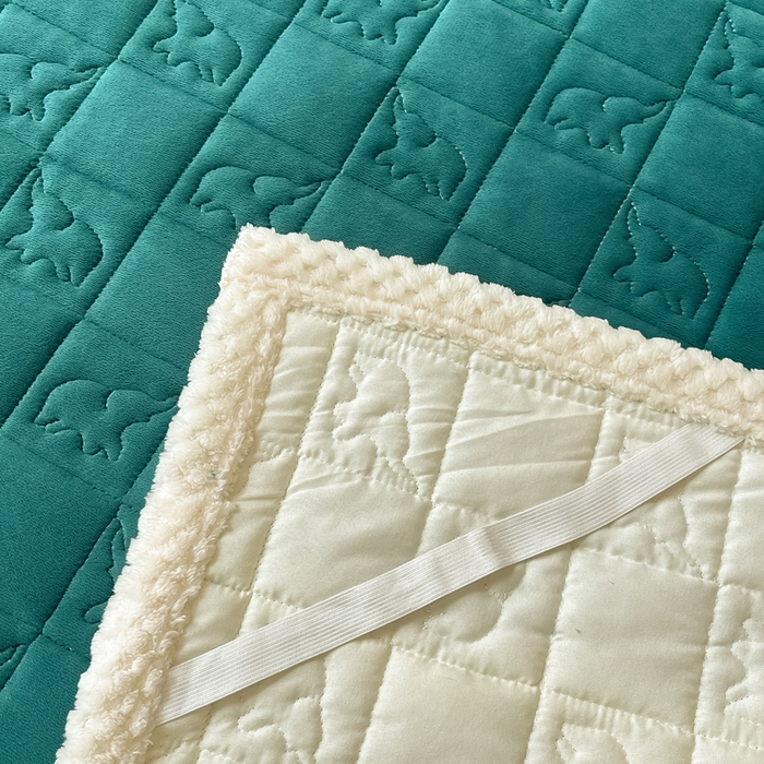 91家纺网 家纺一手货源 找家纺 眠博士 2025新款纯色牛奶绒加厚保暖绗缝大象床褥床垫 床护垫-祖母绿