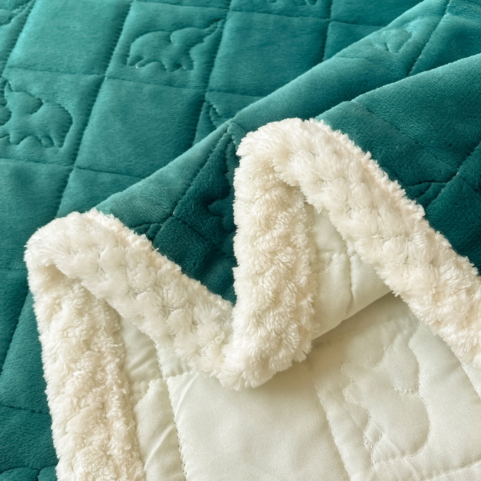 91家纺网 家纺一手货源 找家纺 眠博士 2025新款纯色牛奶绒加厚保暖绗缝大象床褥床垫 床护垫-祖母绿