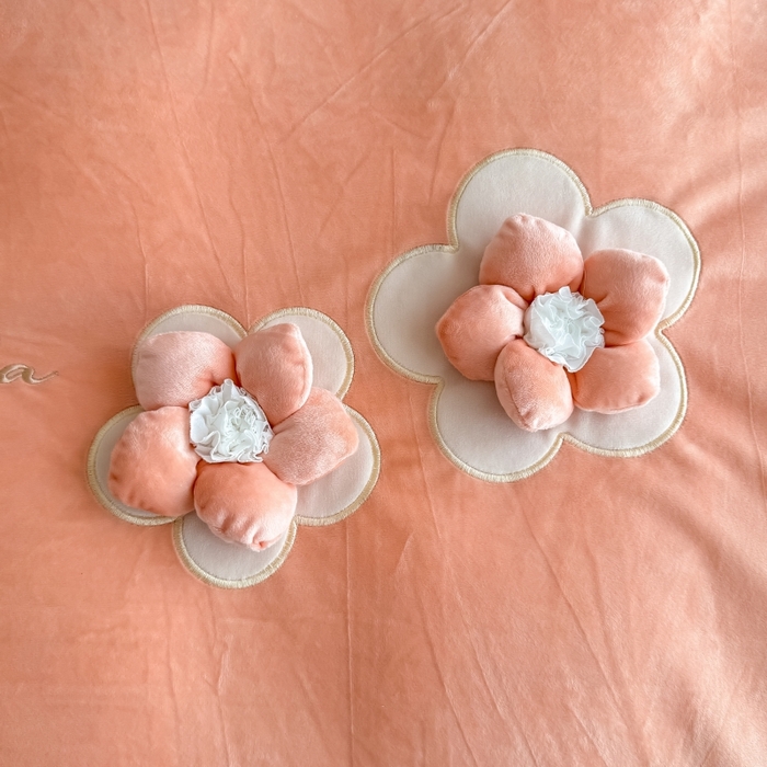 91家纺网 家纺一手货源 找家纺 恋尚羽家纺 2025新款韩版花边婴儿绒大床盖四件套宝宝绒婴肤绒公主风韩式盘花四件套 桔色