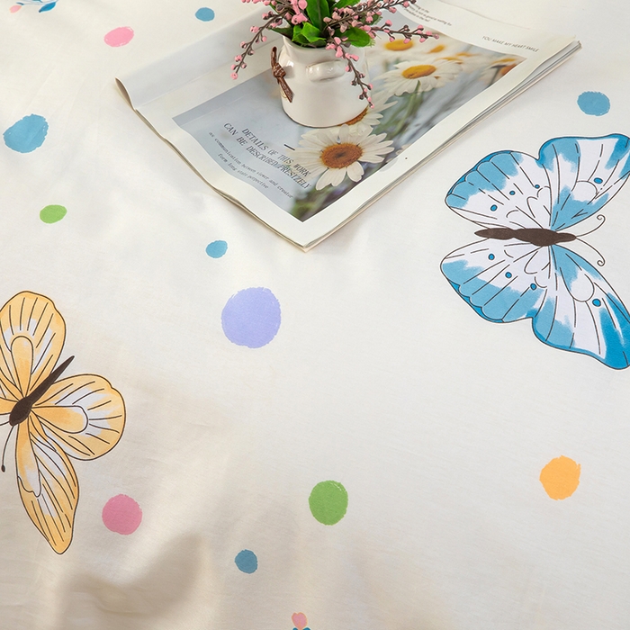 91家纺网 家纺一手货源 找家纺 新款12868全棉学生宿舍三件套卡通纯棉四件套 蝶舞-米黄