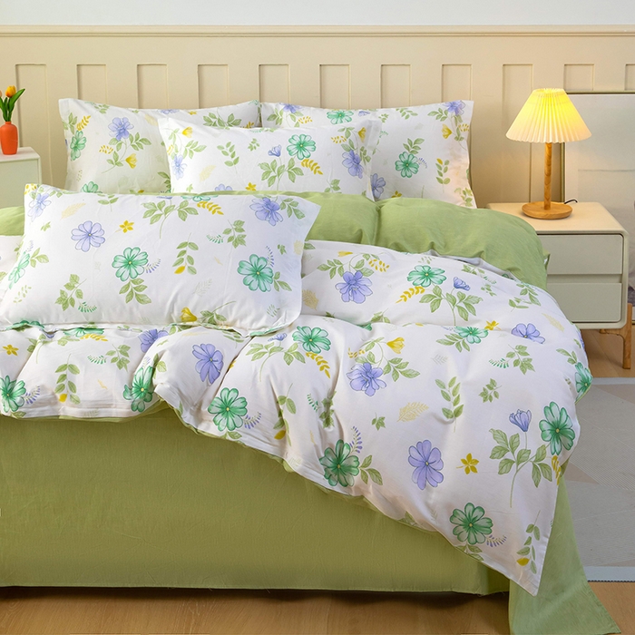 91家纺网 家纺一手货源 找家纺 新款12868全棉学生宿舍三件套卡通纯棉四件套 桔梗花