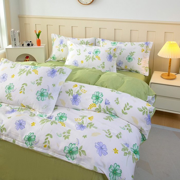 91家纺网 家纺一手货源 找家纺 新款12868全棉学生宿舍三件套卡通纯棉四件套 桔梗花