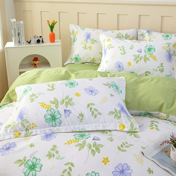 91家纺网 家纺一手货源 找家纺 新款12868全棉学生宿舍三件套卡通纯棉四件套 桔梗花