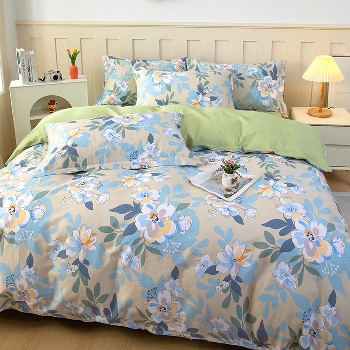 91家纺网 家纺一手货源 找家纺 新款12868全棉学生宿舍三件套卡通纯棉四件套 木棉花