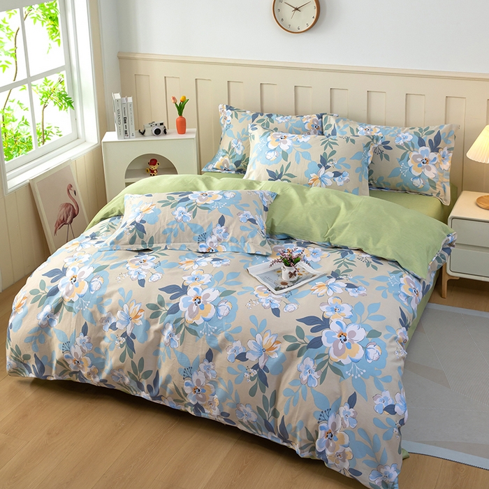 91家纺网 家纺一手货源 找家纺 新款12868全棉学生宿舍三件套卡通纯棉四件套 木棉花