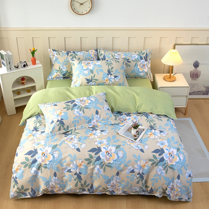 91家纺网 家纺一手货源 找家纺 新款12868全棉学生宿舍三件套卡通纯棉四件套 木棉花