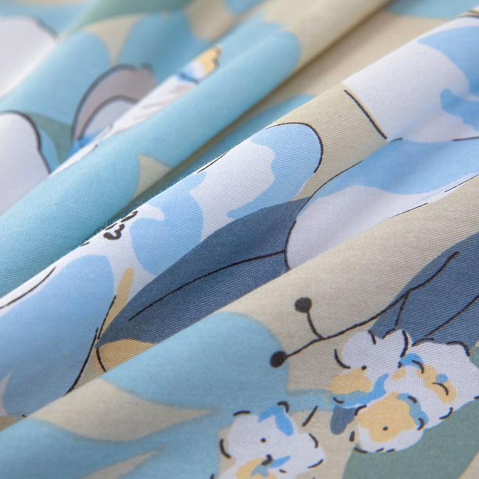 91家纺网 家纺一手货源 找家纺 新款12868全棉学生宿舍三件套卡通纯棉四件套 木棉花