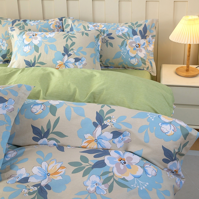 91家纺网 家纺一手货源 找家纺 新款12868全棉学生宿舍三件套卡通纯棉四件套 木棉花