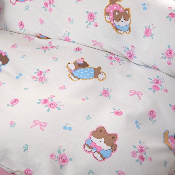 91家纺网 家纺一手货源 找家纺 新款12868全棉学生宿舍三件套卡通纯棉四件套 小奶狗