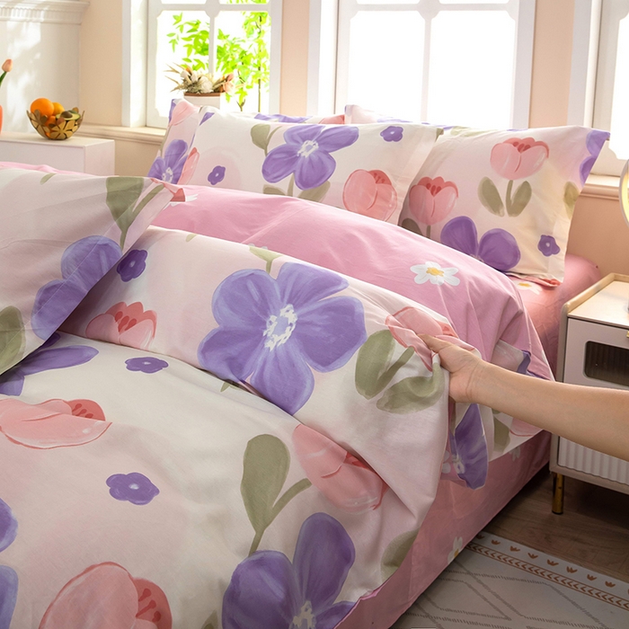 91家纺网 家纺一手货源 找家纺 新款12868全棉学生宿舍三件套卡通纯棉四件套 伊莲娜