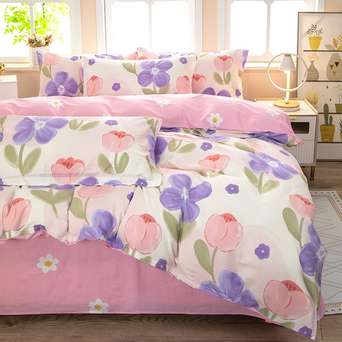 91家纺网 家纺一手货源 找家纺 新款12868全棉学生宿舍三件套卡通纯棉四件套 伊莲娜