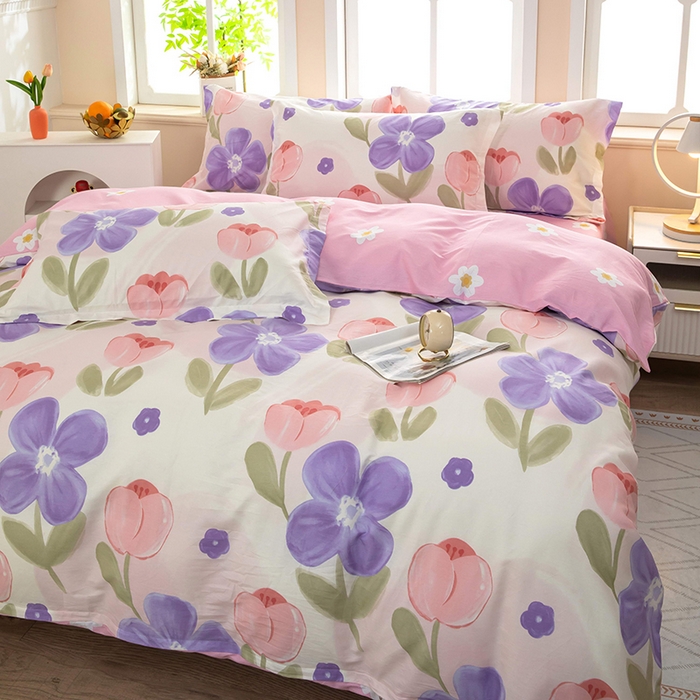 91家纺网 家纺一手货源 找家纺 新款12868全棉学生宿舍三件套卡通纯棉四件套 伊莲娜