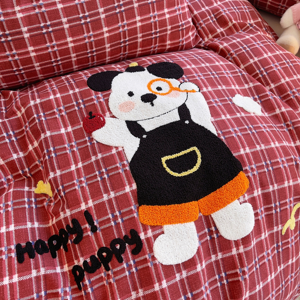 91家纺网 家纺一手货源 找家纺 （总）炫拼家纺 2025新款全棉磨毛卡通贴布绣加厚毛巾绣纯棉四件套-曲奇系列