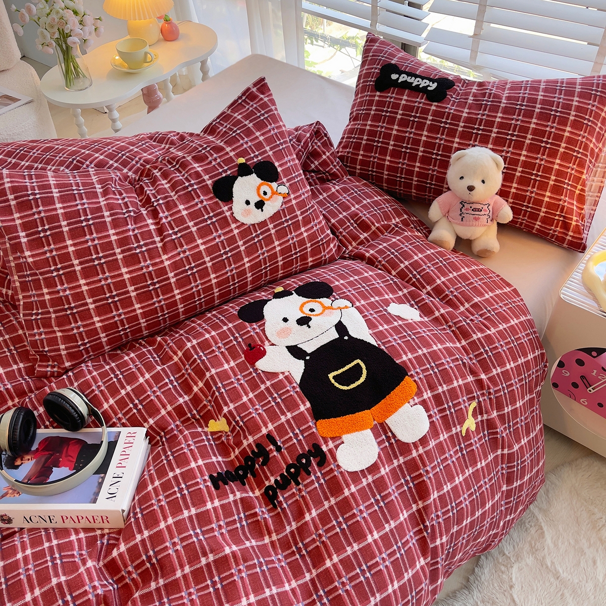 91家纺网 家纺一手货源 找家纺 （总）炫拼家纺 2025新款全棉磨毛卡通贴布绣加厚毛巾绣纯棉四件套-曲奇系列