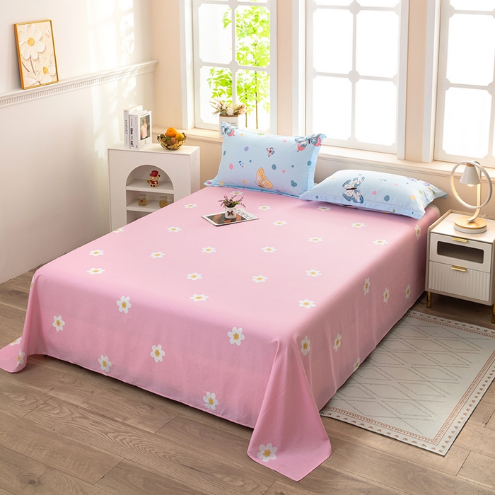 91家纺网 家纺一手货源 找家纺  雨萝家纺 新款12868全棉纯棉床单 蝶舞-蓝