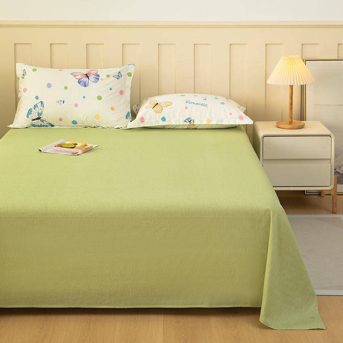 91家纺网 家纺一手货源 找家纺  雨萝家纺 新款12868全棉纯棉床单 蝶舞-米黄