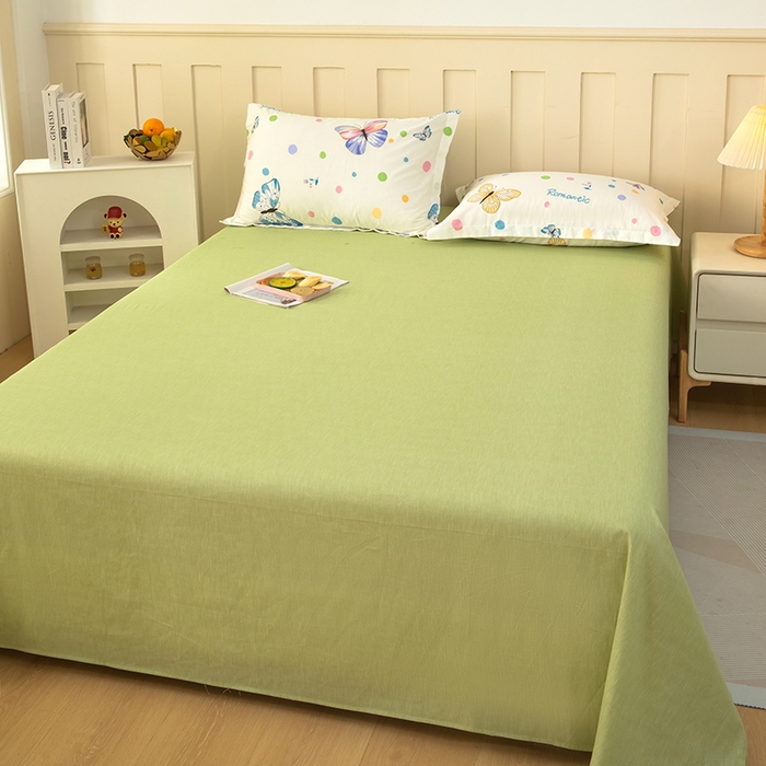 91家纺网 家纺一手货源 找家纺  雨萝家纺 新款12868全棉纯棉床单 蝶舞-米黄