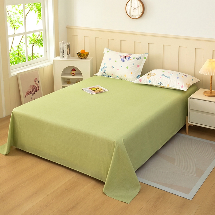 91家纺网 家纺一手货源 找家纺  雨萝家纺 新款12868全棉纯棉床单 蝶舞-米黄