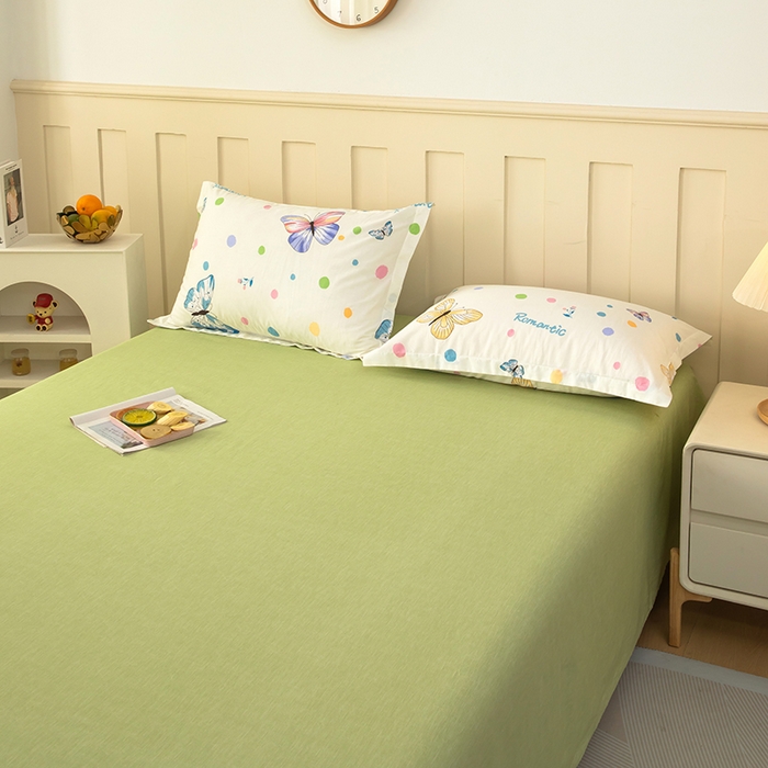 91家纺网 家纺一手货源 找家纺  雨萝家纺 新款12868全棉纯棉床单 蝶舞-米黄