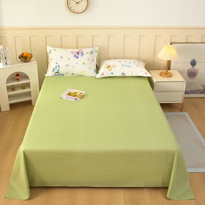 91家纺网 家纺一手货源 找家纺  雨萝家纺 新款12868全棉纯棉床单 蝶舞-米黄