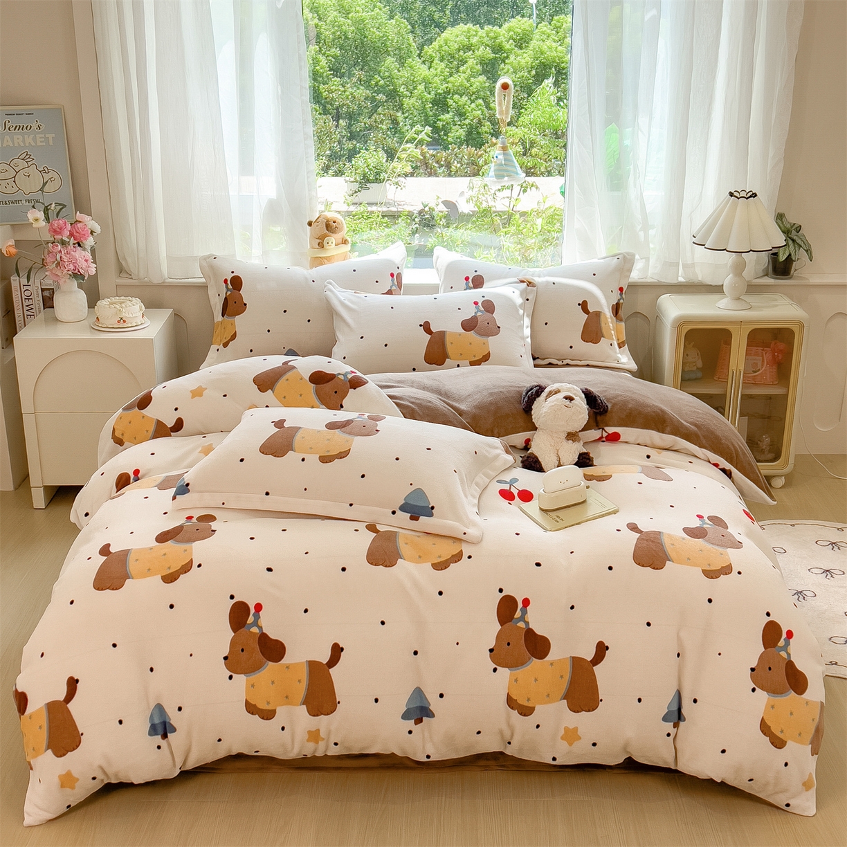 91家纺网 家纺一手货源 找家纺 （总）五月家纺 2025新款A类高克重保暖印花牛奶绒四件套