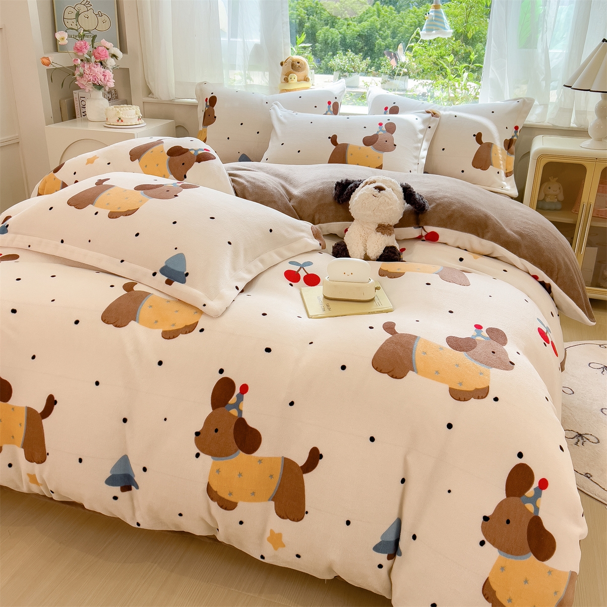 91家纺网 家纺一手货源 找家纺 （总）五月家纺 2025新款A类高克重保暖印花牛奶绒四件套