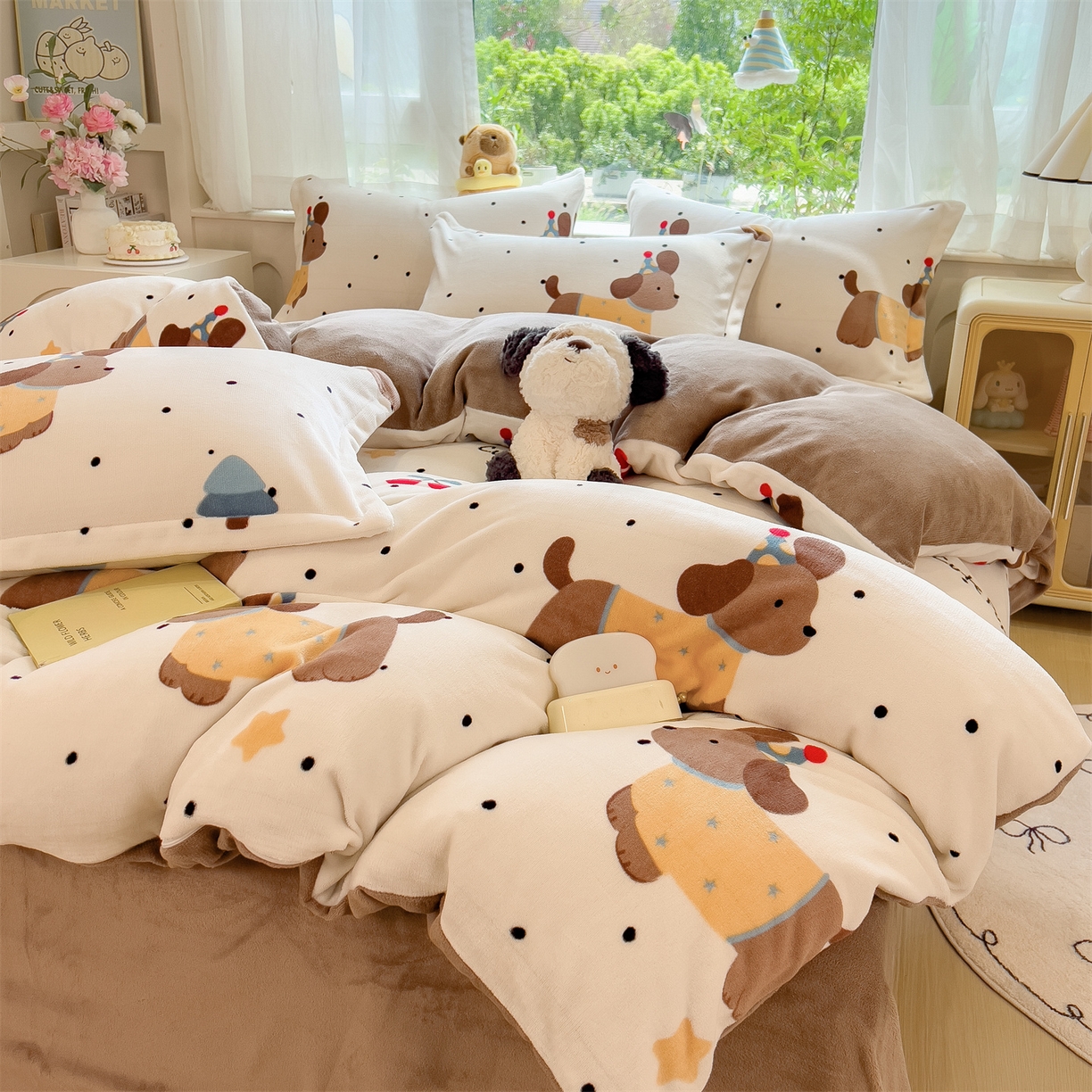 91家纺网 家纺一手货源 找家纺 （总）五月家纺 2025新款A类高克重保暖印花牛奶绒四件套