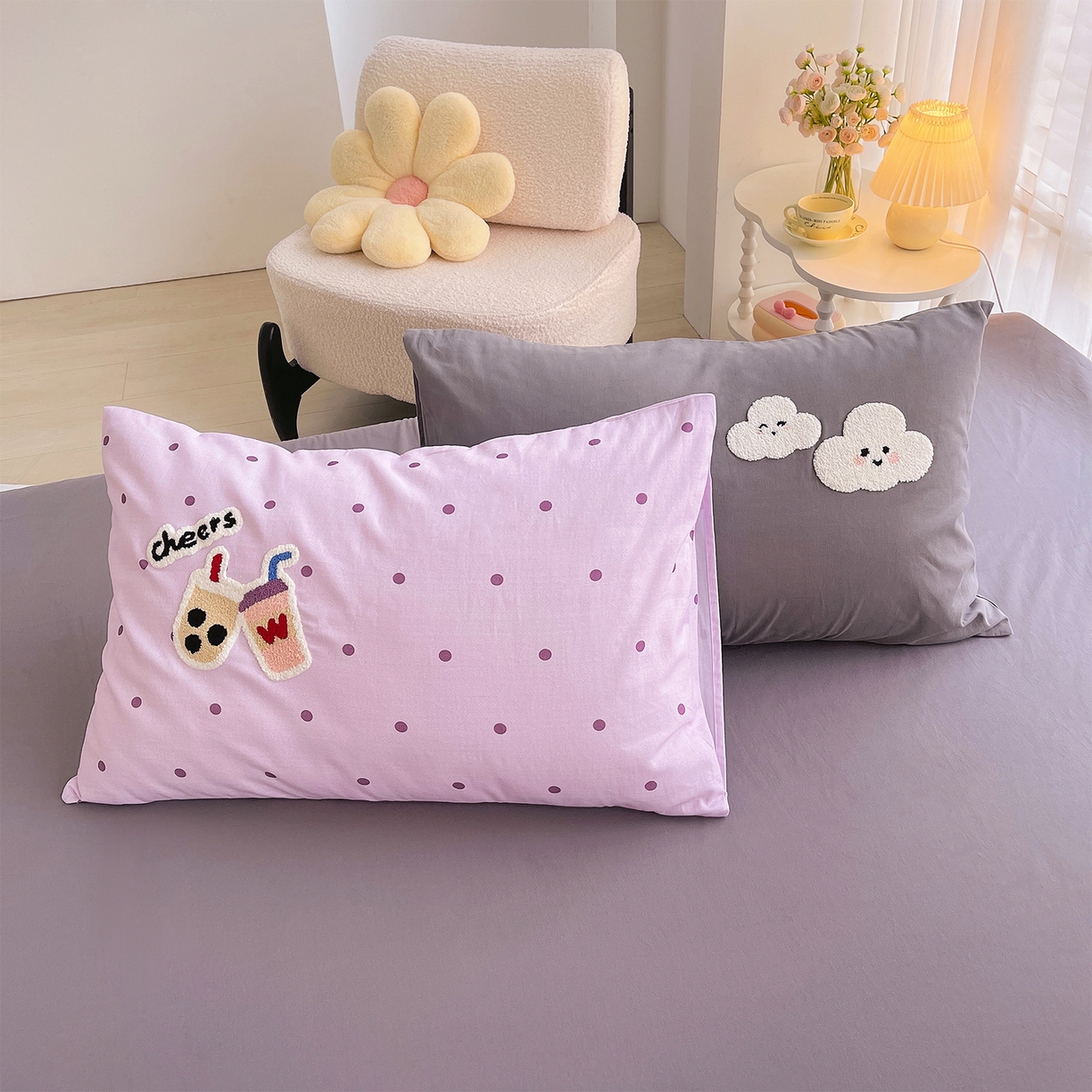 91家纺网 家纺一手货源 找家纺 炫拼家纺 2025新款全棉磨毛卡通贴布绣加厚毛巾绣纯棉四件套-曲奇系列 曲奇-好朋友