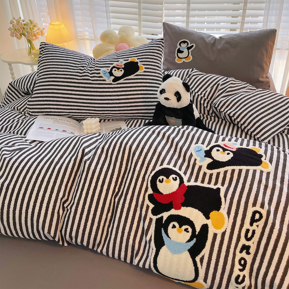 炫拼家纺 2025新款全棉磨毛卡通贴布绣加厚毛巾绣纯棉四件套-曲奇系列 曲奇-举高高