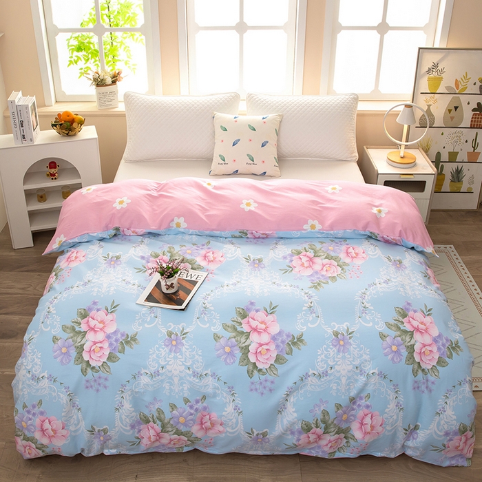 91家纺网 家纺一手货源 找家纺  雨萝家纺 新款12868全棉被罩纯棉被套 花叶倾城